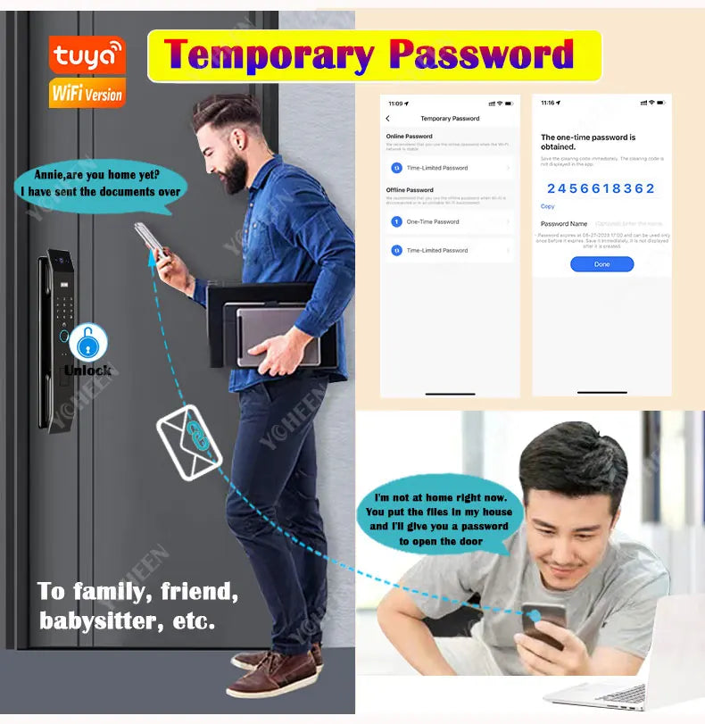 Tuya Wifi 3D Face Recognition Digital Smart Lock Temporary Password Video Intercom Electronic Door Lock Fingerprint Keyless Lock