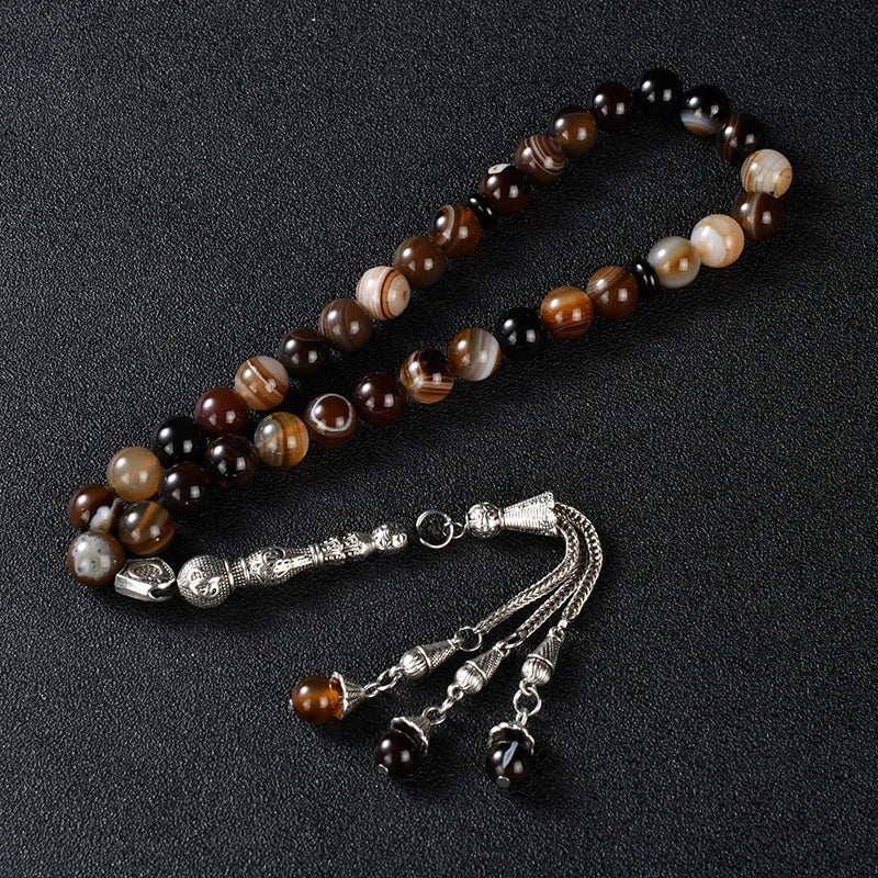 Ys342 New Arrival Prayer Beads  Agate Stainless Steel Rosaries  of Tasbih Tasbeeh Fashion Muslim  Rosary Necklace