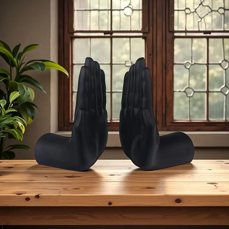 Chic Support, Modern Palm-Shaped Bookends - Decorative Resin Book Stands for Home, Office & Living Room Decor, Study Ornaments