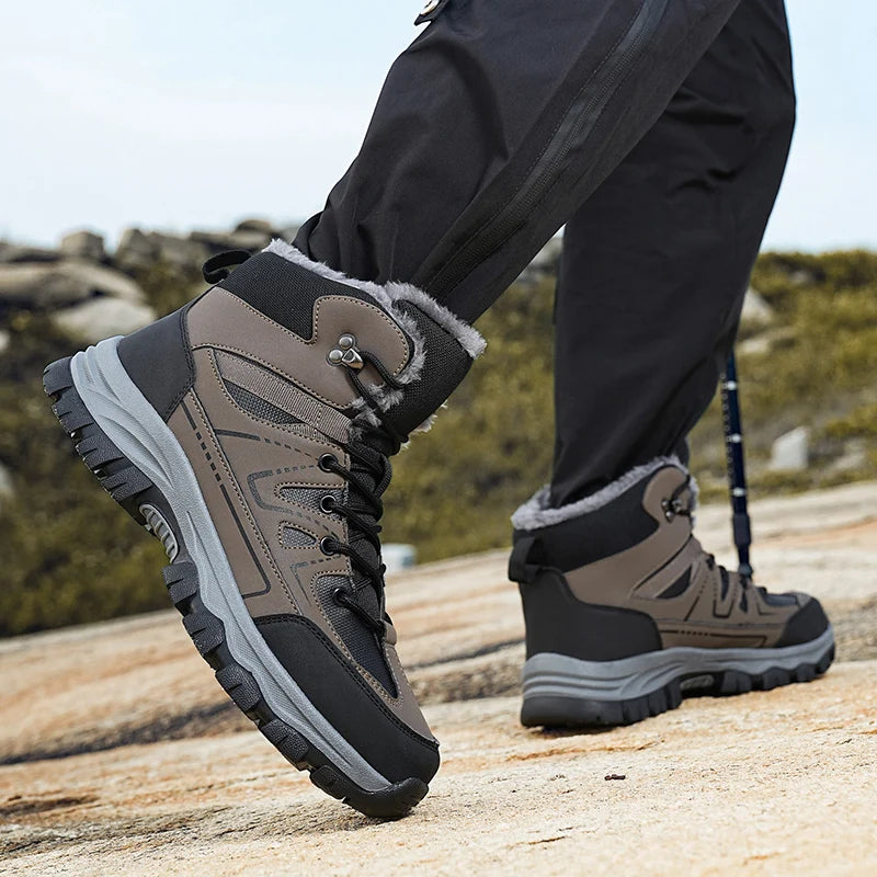 Men's Large Size Outdoor Hiking Boots Casual Sports Shoes with Waterproof and Warm  Comfortable for Winter Sports
