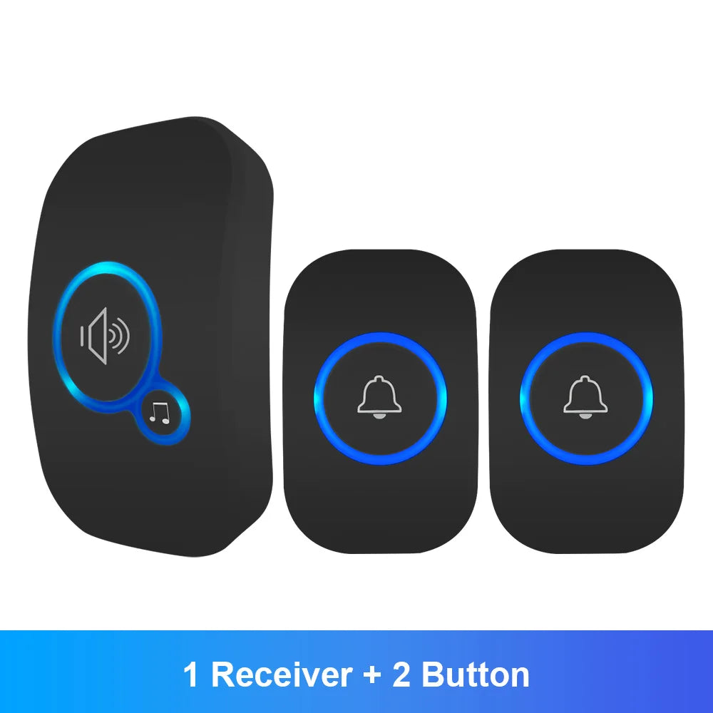Fuers Wireless Smart Doorbell Home Security Alarm Welcome Doorbell LED Light 32 Songs with Waterproof Button easy Installation
