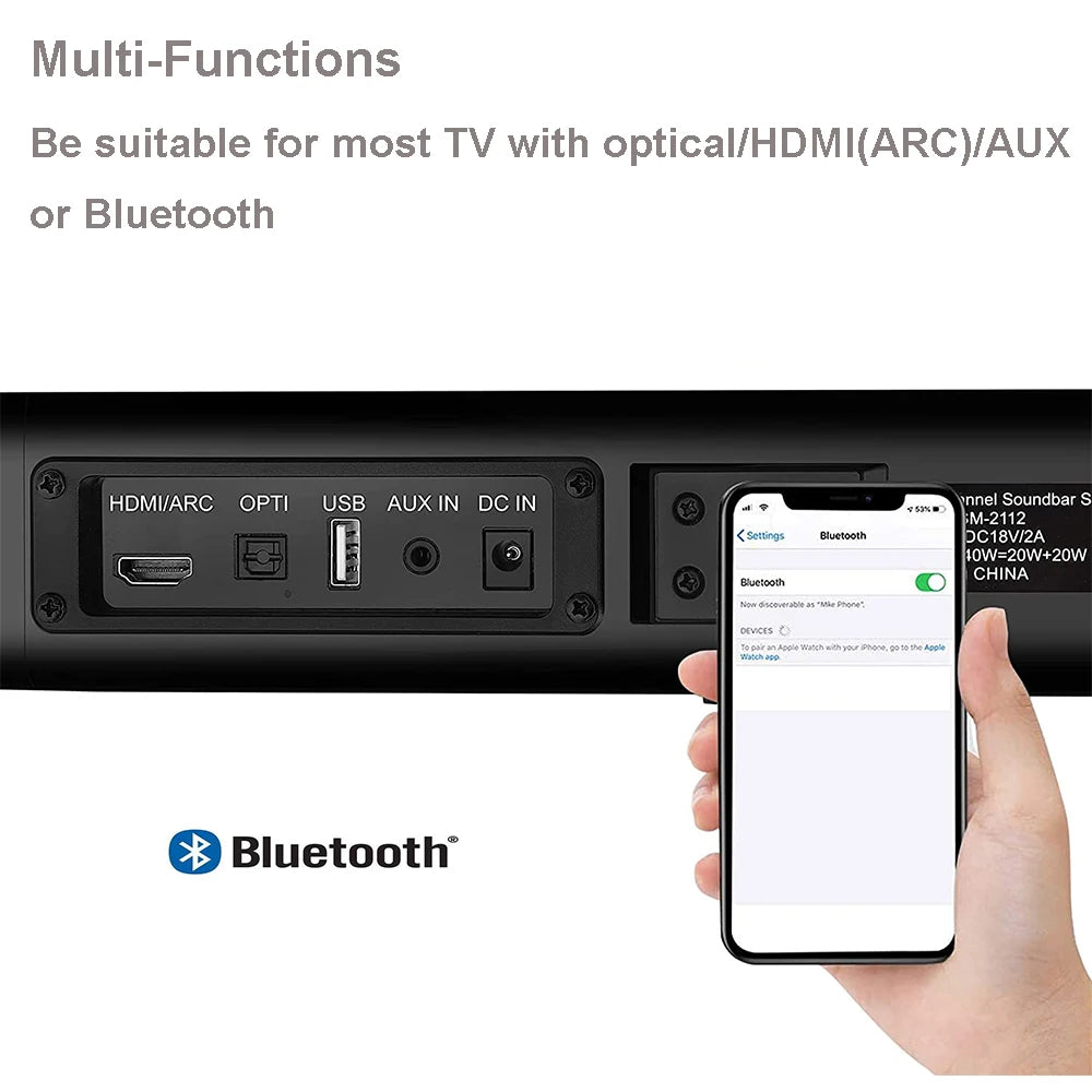 Sound Bars for TV  23.7" Wireless TV SoundBar with Subwoofer, Surround Sound Systems for TV, Home Audio  Speakers