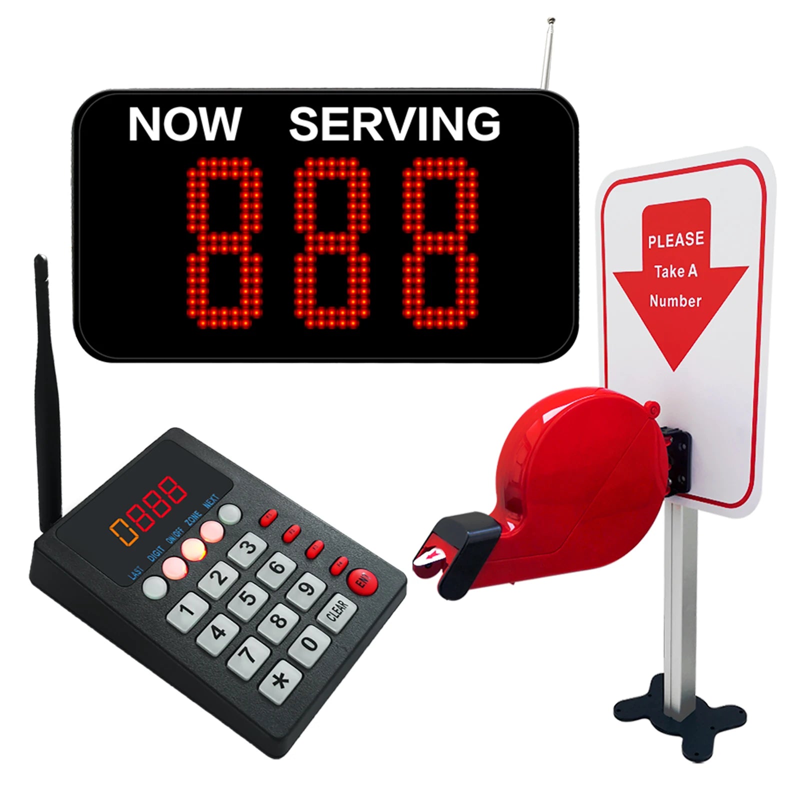 Wireless Voice Broadcast 3 Digits Show Customer Number Restaurant Hospital Bank Waiting Line Management Queue Calling System