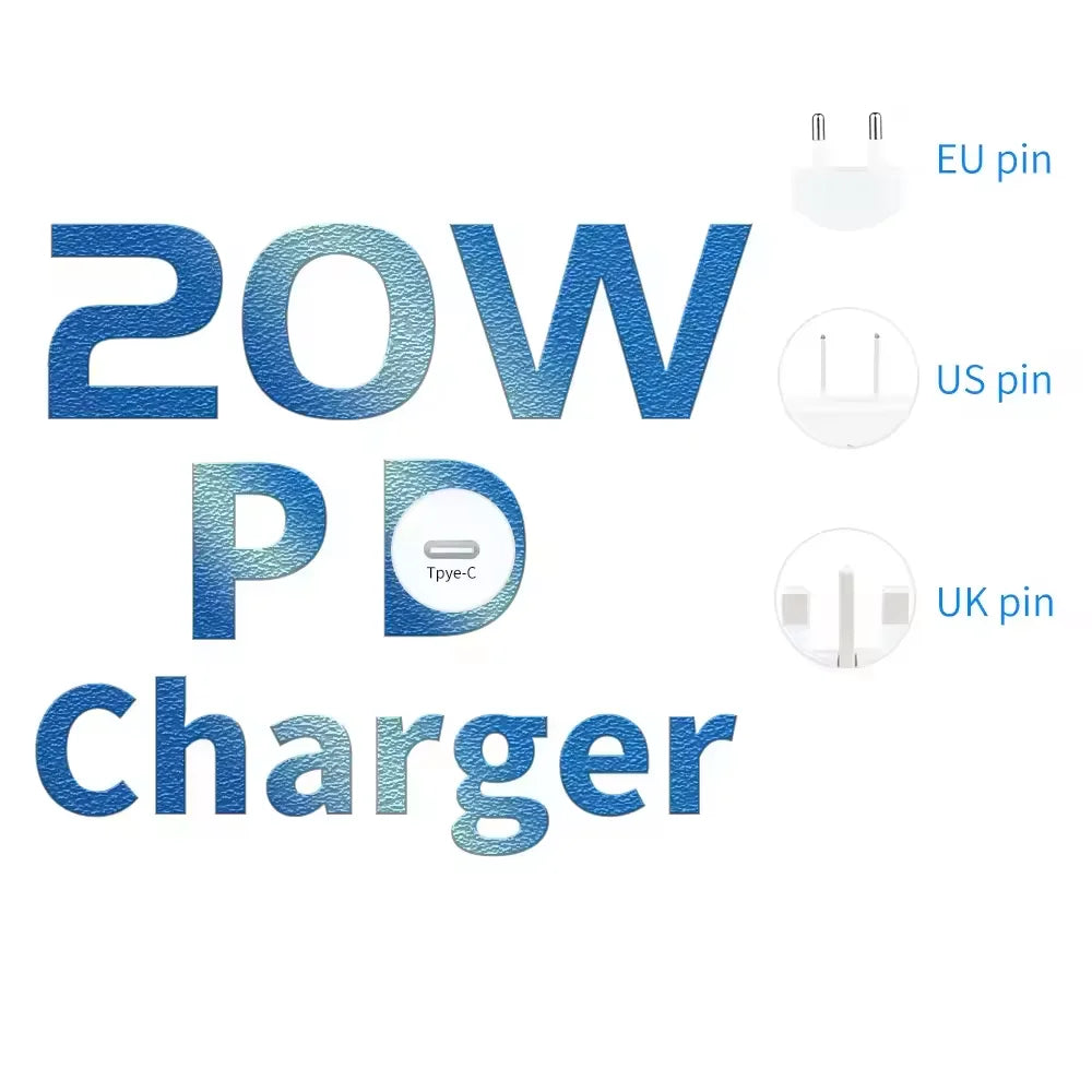 High Quality Carregadores PD 20W Usb C Charger Cable Set Fast Charging USB-C Adapter for iPhone 15 14 13 12 11 Fast Charger