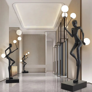 Postmodern Fiberglass Oversize Art Human Sculpture Lamparas Decorativas Light Modern Mall LED Hotel Floor Lamp
