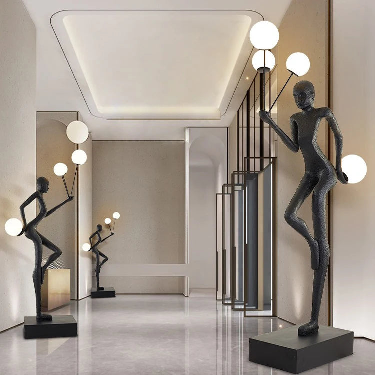 Postmodern Fiberglass Oversize Art Human Sculpture Lamparas Decorativas Light Modern Mall LED Hotel Floor Lamp