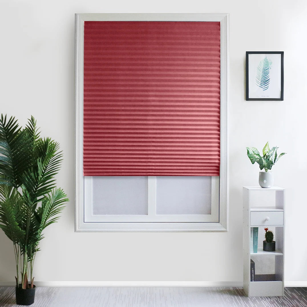Easy to Install Light Filtering Pleated Paper Shades for Window Temporary and Portable Blinds with Clips Roman Zebra
