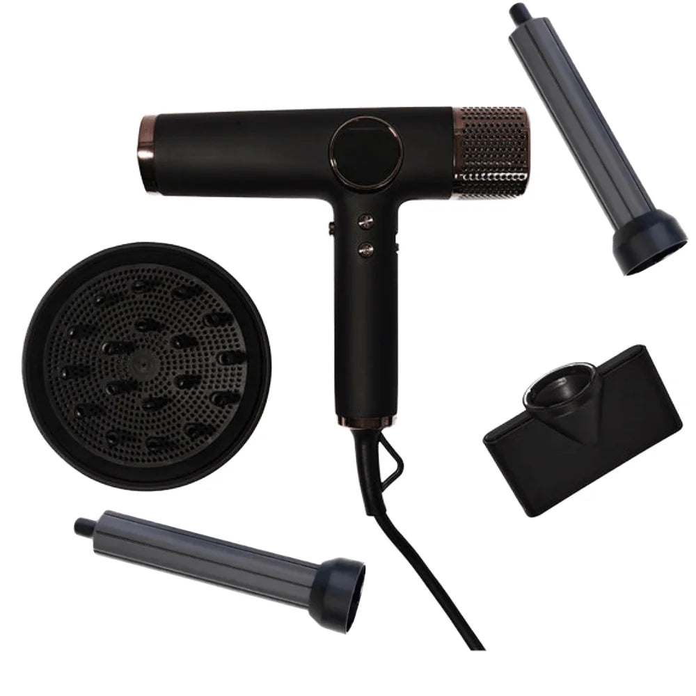 5 in 1 Hair Dryer Set 110000rpm High Speed Hair Dryer with LCD Display Curler Nozzle Styling Tools Hair Blow Dryer