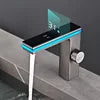 Hot Selling Brass LED  Ambient Light  Bathroom Washbasin Tap Intelligent Digital Display Hot and Cold Water Vanity Basin Faucet