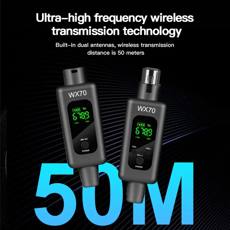 XTUGA WX70 Professional 2.4G Wireless Microphone System XLR Transmitter Adapter Wired and Wireless Receiver Professional Mics