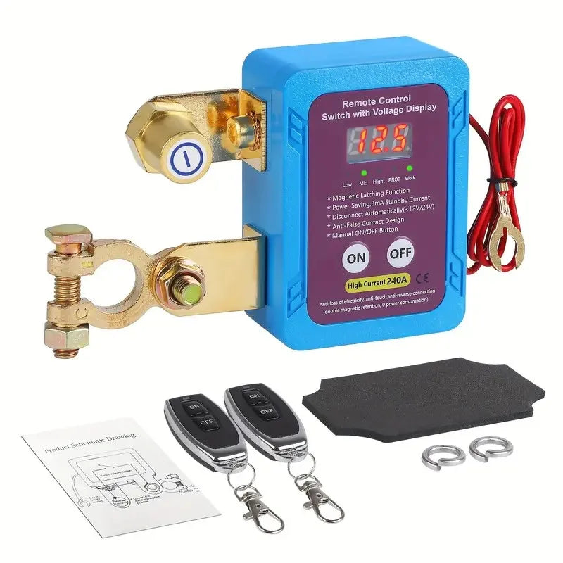 240A Circuit Breaker 12V Remote Battery Disconnect LED Voltage Indicator Automatic Power Switch Remote Control Switches