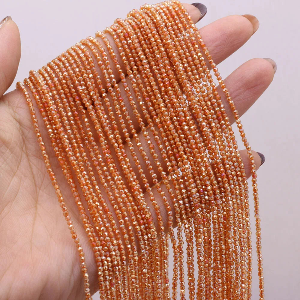 Natural Semi-Precious Stone Crystal Quartz Loose Beads Plating Color 2mm for Jewelry Making DIY Bracelet Necklace Lenght 38cm