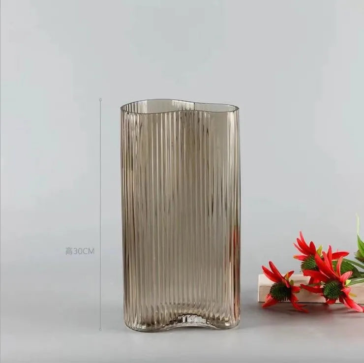 Wholesale Striped Design Modern Glass Vases Latest Modern Design Art Recycled Striped Glass Vase for Home Decoration Floor Vase