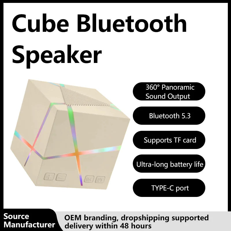 Music Sound 5W Powered Rgb Electronic Gadget Mini Cube Portable Speaker Outdoor Speaker