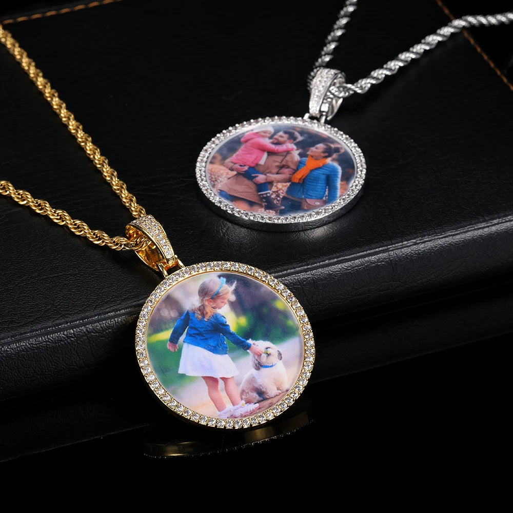 Hip Hop Custom Sublimation Necklace Blanks Bling Iced Out Custom Photo Pendant Diy Sublimation Pendant Necklace