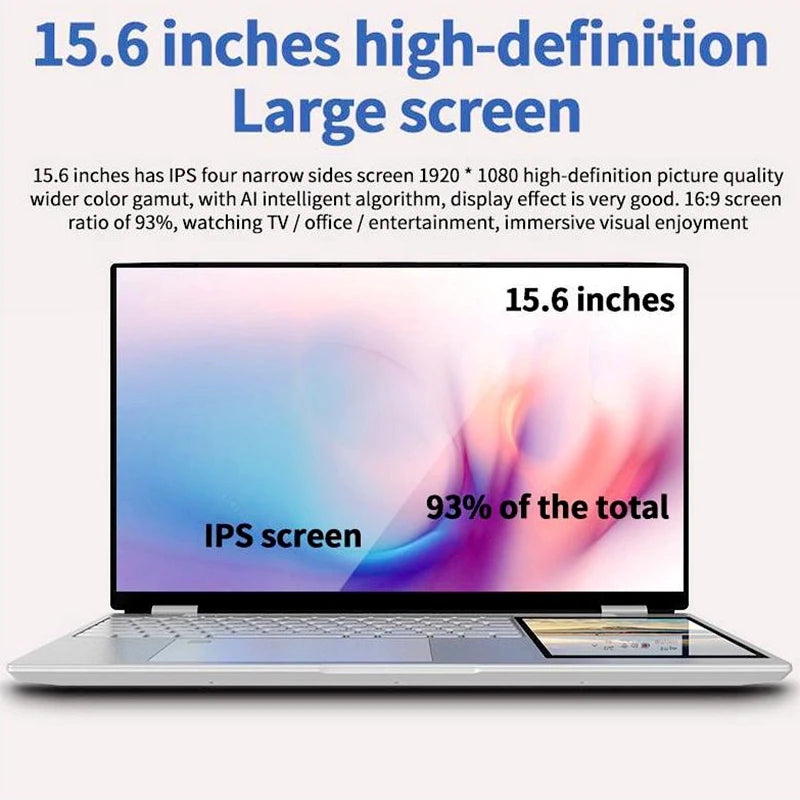 Hot Sale HL156D 15.6"+7" Double Screen Brand New Laptop Business Notebook Computer Touch Dual Two Screen Personal & Home Laptop
