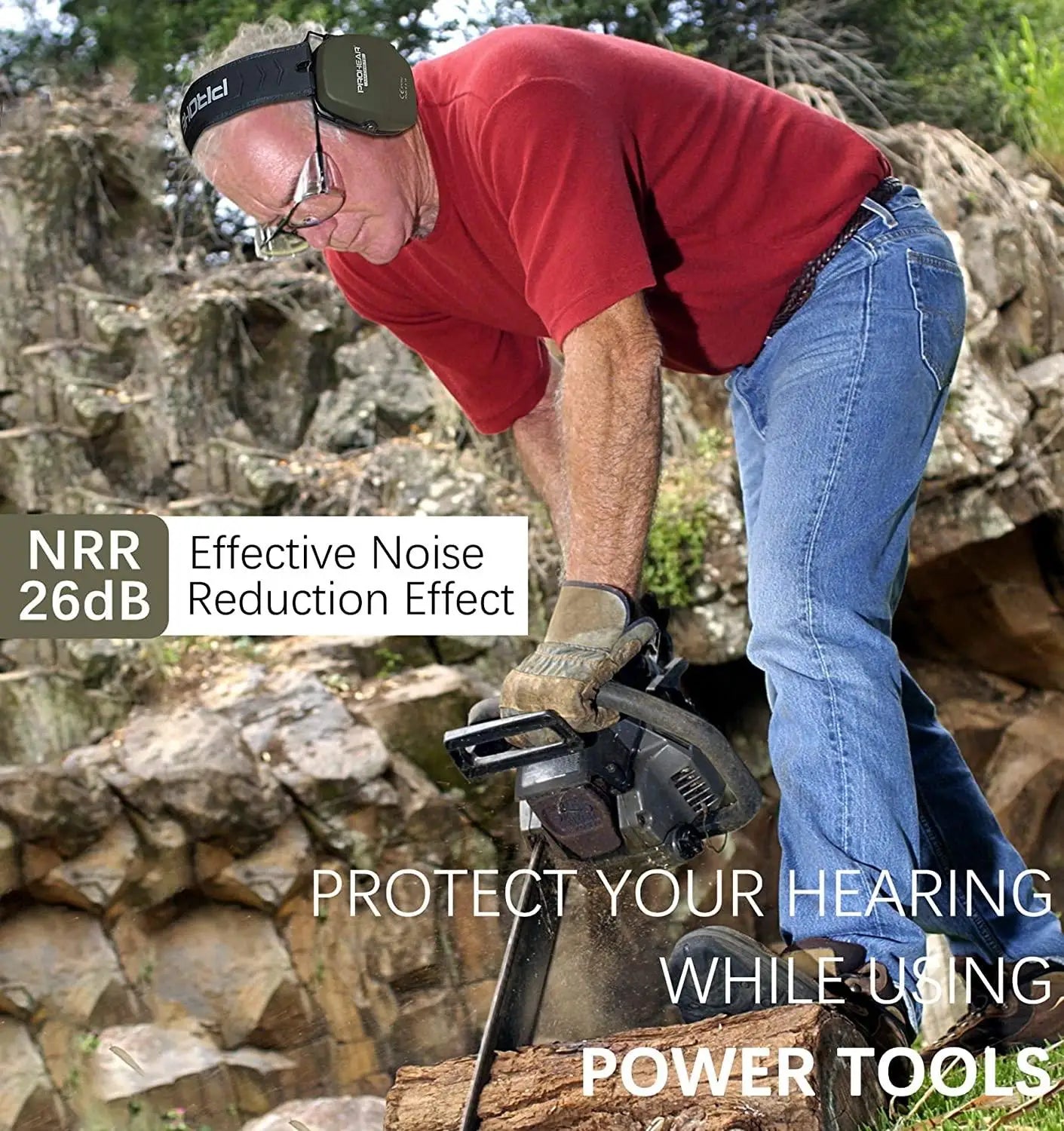 ZOHAN Shooting Ear Protection Safety Earmuffs Noise Reduction Slim Passive Hearing Protector for Huning NRR26dB