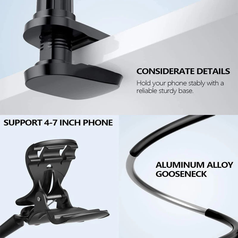 Lazy Goose Neck Long Arm Adjustable Mobile Phone Accessories Mount Clip Bracket Stand Cellphone Holder