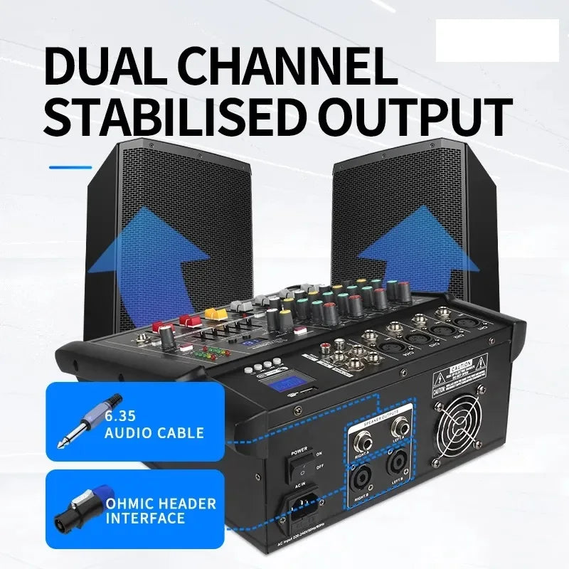 Good 402D 4 Channel Studio Mixer Professional Karaoke Mixer Amplifier Sound Audio System Audio Mixer with Power Amplifier for DJ