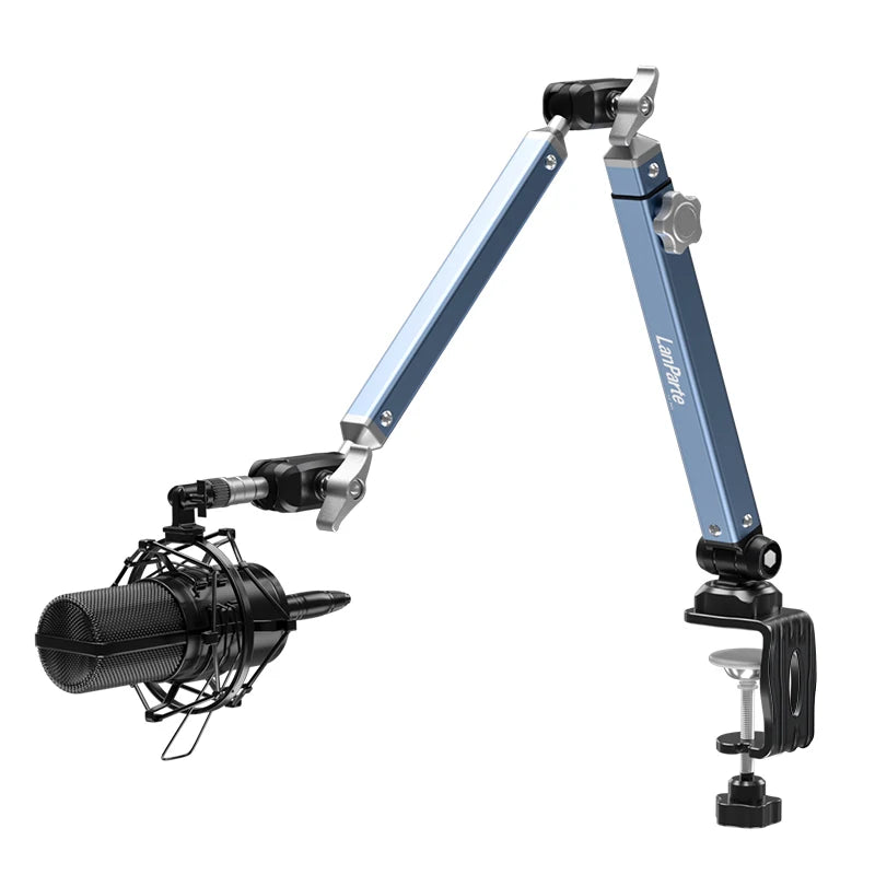 LanParte Aluminum Alloy 360 Degree Adjustable Podcast Microphone Stand Holder with Desktop Clamp Mount