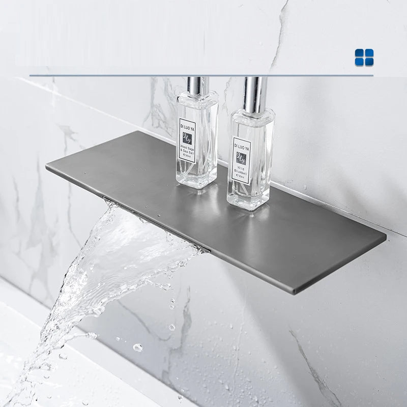 Wall-mounted Single Handle Brass Ceramic Modern Design Waterfall Spout Hot/Cold Digital Display Water Sink Basin Faucet