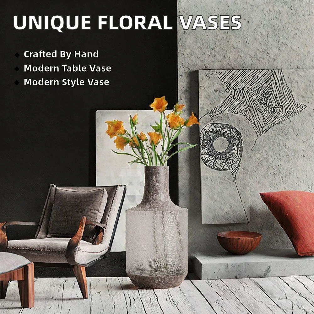 Small Unique Mini Modern Design Handmade Crystal Flower Vase Floral Glass Vase Square Pattern for Wedding Home Tabletop Artistic