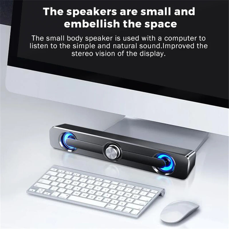 USB Wired Powerful Computer Speaker Bar Stereo Subwoofer Bass Speaker Surround Sound Box LED For PC Laptop Phone Tablet MP3
