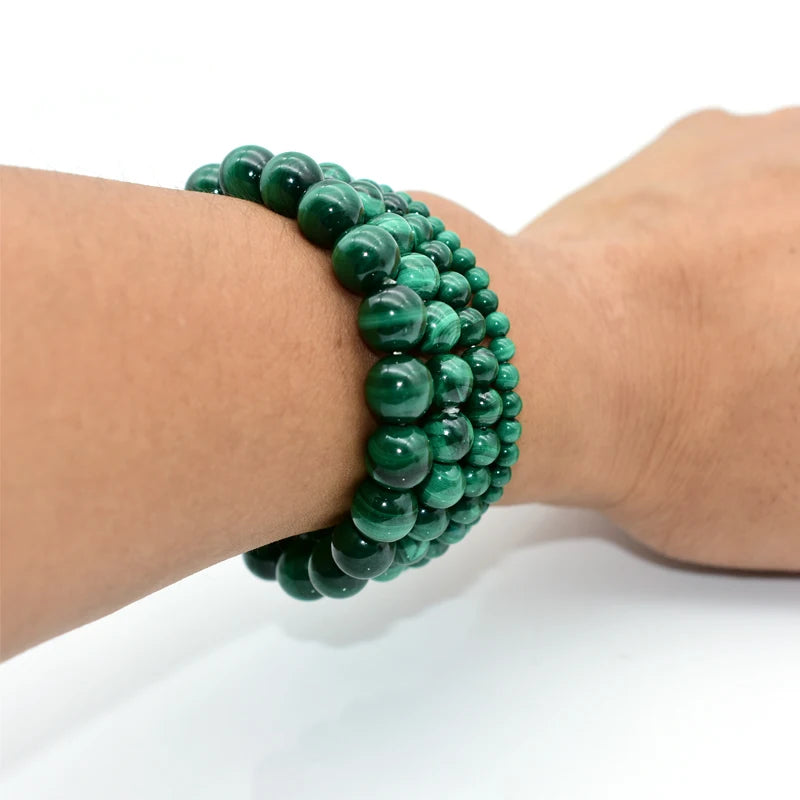 Trade Insurance Natural Stone High Grade 4/6/8/10/12MM Natural Light Malachite Bracelet