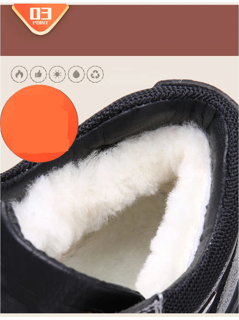 High Quality Men Genuine Leather Shoes Outdoor Casual Shoes Warm Waterproof Men's Trekking Sneakers Outdoor Men Hiking Shoes