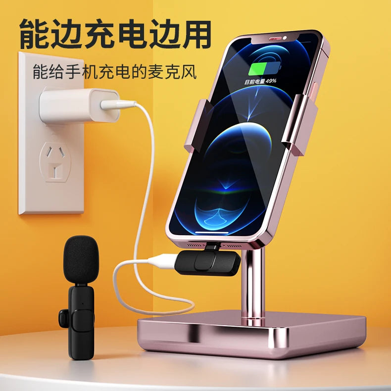 K9 High Quality Dynamic Microphone Wireless Audio Recording Lavalier for Smartphone Camera Omni-Directional Binaural Speakers