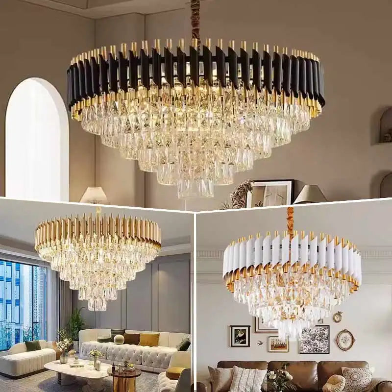 Hot Sale New Luxury Round Home Lighting Pendant Light Living Room Crystal Chandelier