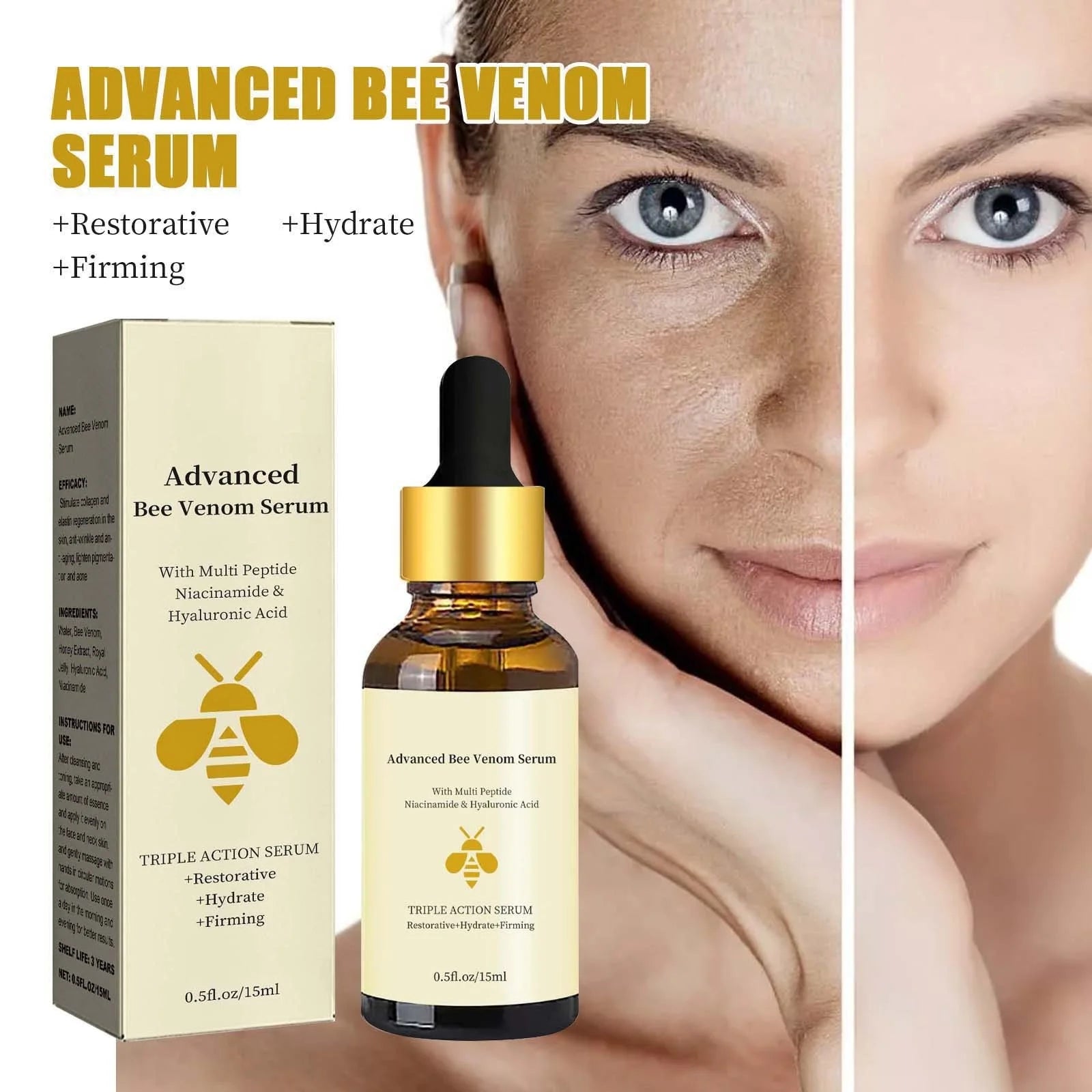 Advanced Bee Venom Serum, Anti-wrinkle and Firming Facial Serum, Facial Serum for Minimizing Fine Lines and Wrinkles