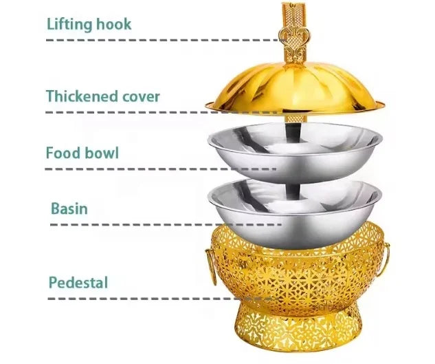 8.0L Stainless Steel Food Warmer for Hotels Weddings Banquets Chafing Dish Gold Buffet Alcohol Heating for Restaurants