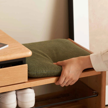 Half House Modern Style Solid Wood Durable Shoe Changing Stool with Large Storage Shoe Rack and Bench