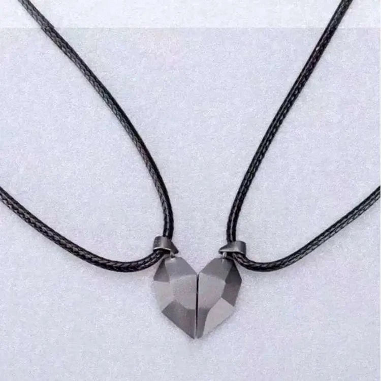 Creative Magnet Couples Necklace for Women Men Two Souls One Heart Pendant Choker for  Wishing You Me Boyfriend Girlfriend