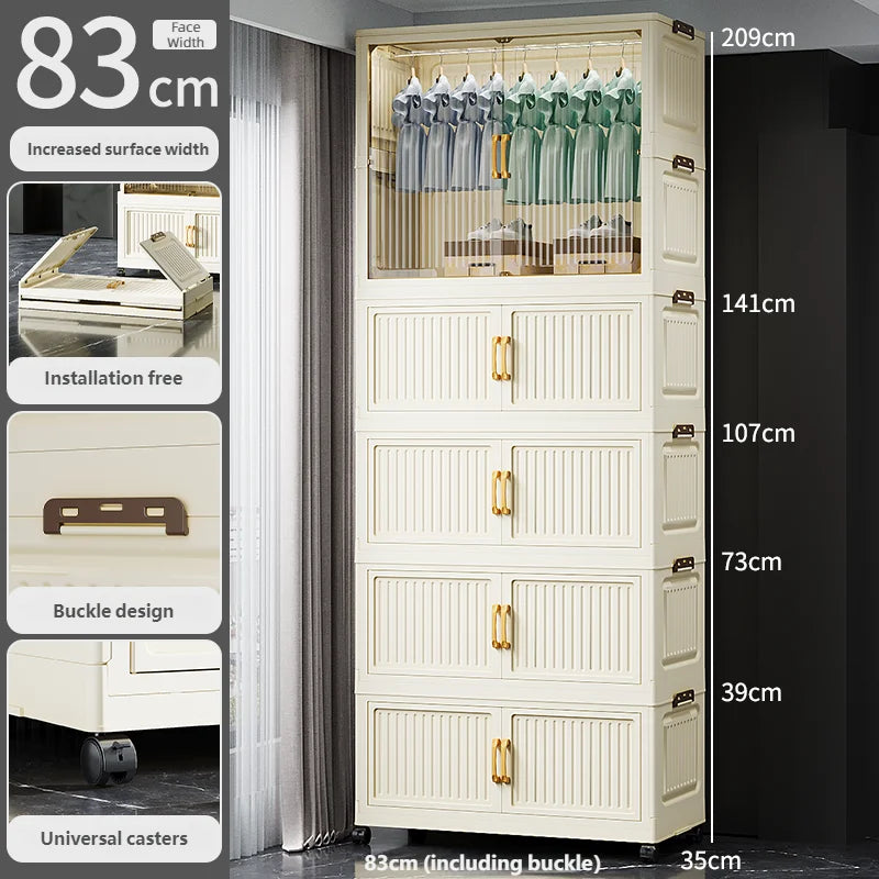 55-85CM Multifunctional Wardrobe Thickened And Movable Cabinet Suitable For Organizing In Children'S And Babies' Bedrooms