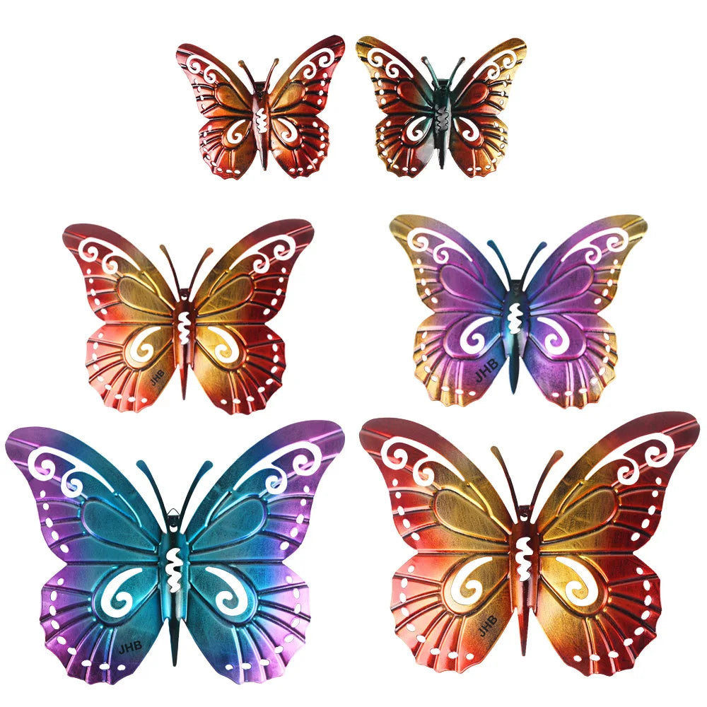 Metal Butterfly Wall Accents, Butterfly Wall Decor Sculpture Hang Outdoor Garden for Home, Bedroom, Living Room