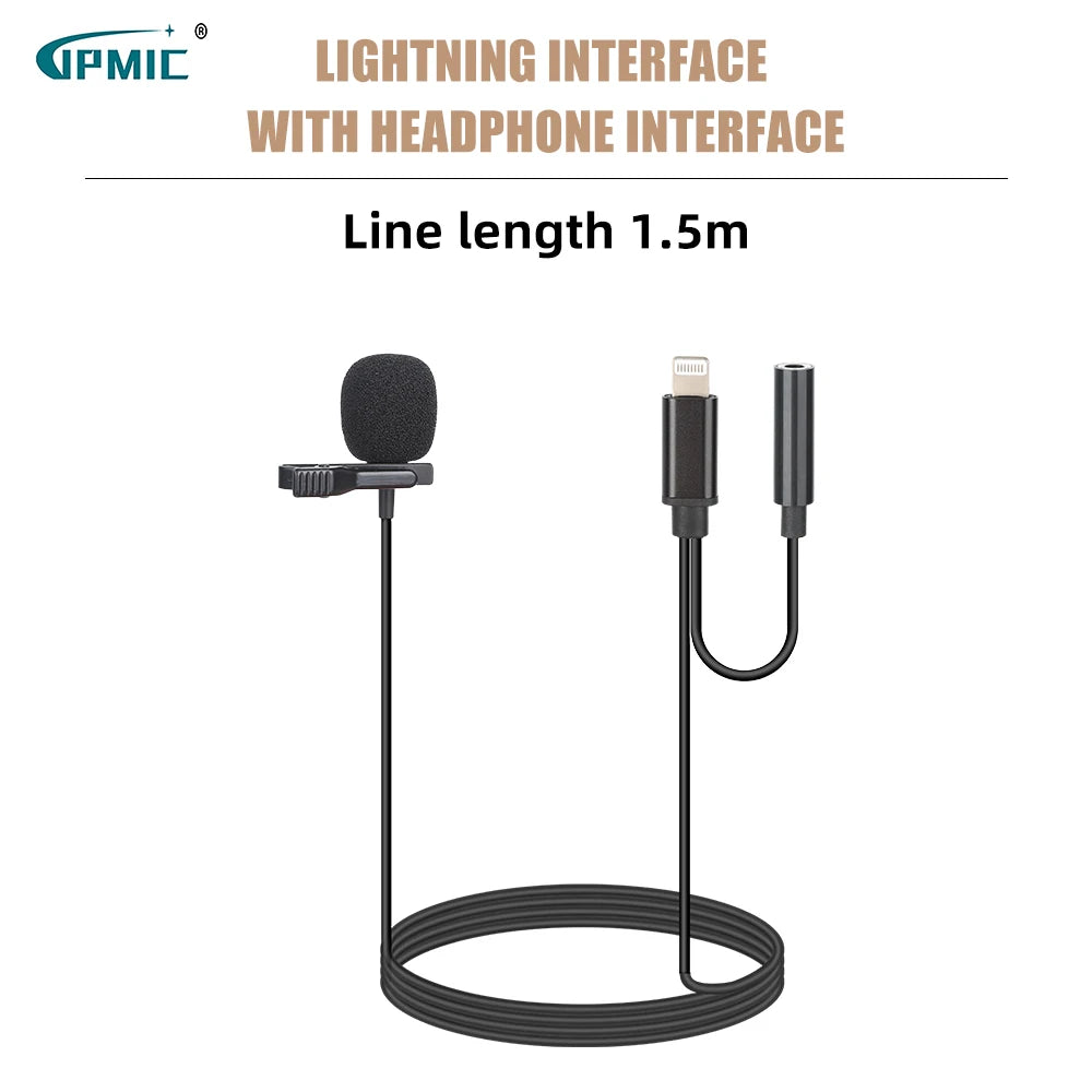Portable Lavalier 3.5mm Wired Clip on Microphone for Phone and Laptop Mini Wired Headset Microphone Two in One