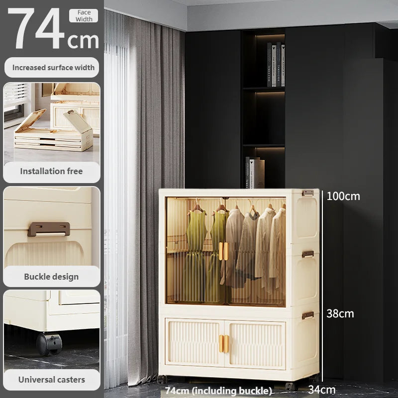 55-85CM Multifunctional Wardrobe Thickened And Movable Cabinet Suitable For Organizing In Children'S And Babies' Bedrooms