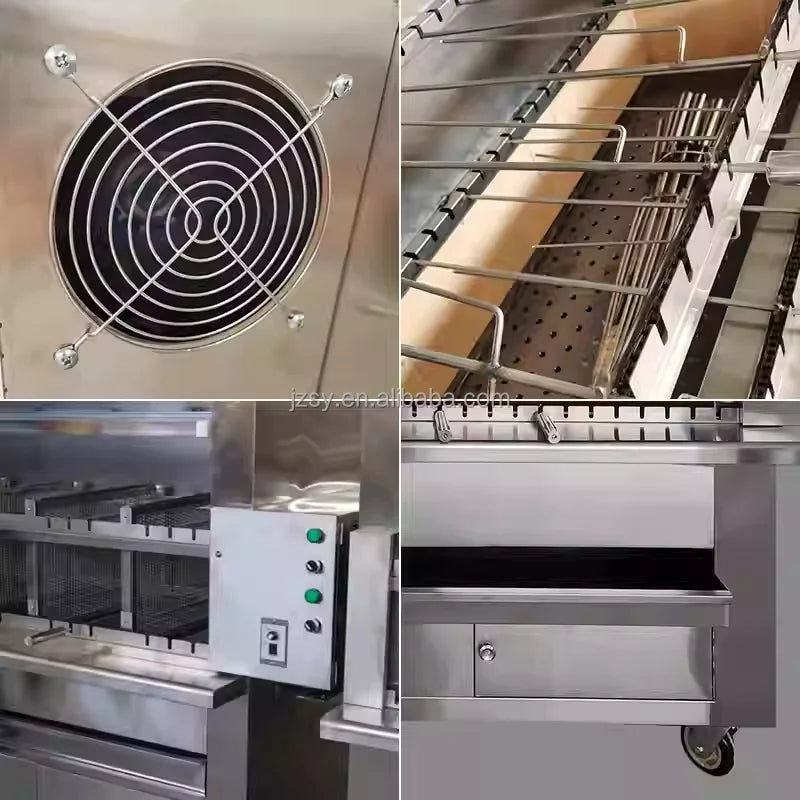 Brazilian Automatic Rotating Charcoal Roast Grill Machine/LGP Gas Shawarma Meat Barbecue Stove/Electric Heating Doner Kebab BBQ