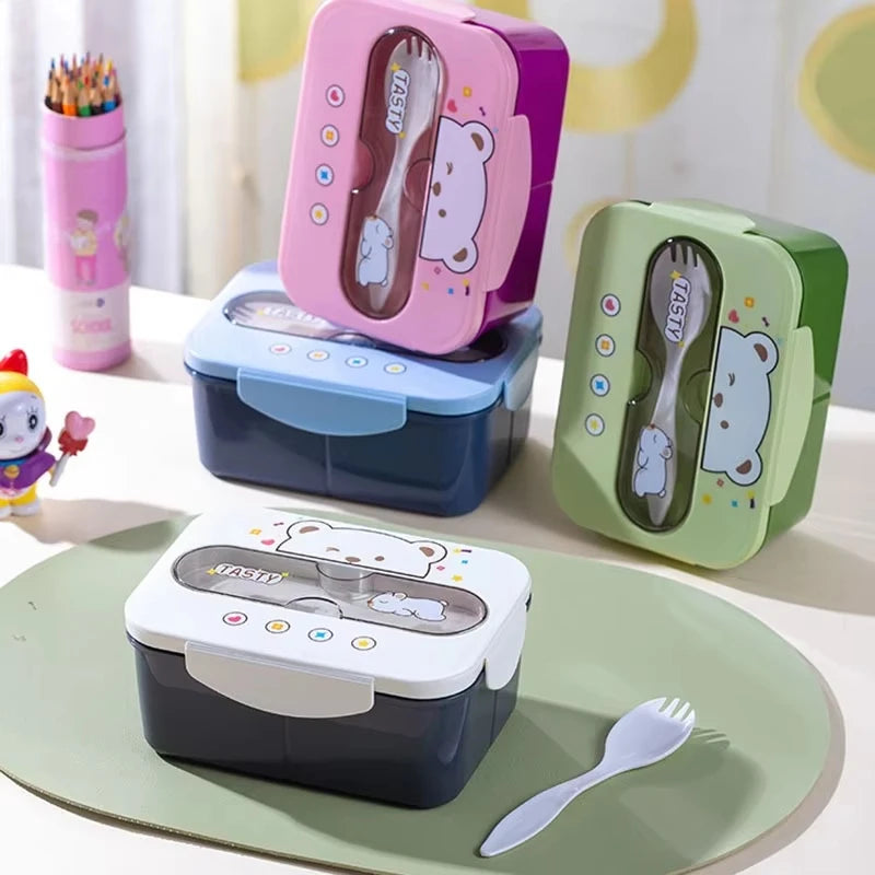 Microwave Safe Bento Box Food Grade Plastic Leak Proof Lunch Container With Cup Holder Office School Home Meal Prep Storage