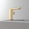 Luxury Modern Single-Hole Basin Faucet Digital Display Brushed Gold Hot Cold Water Mixer Tap Ceramic Brass Bathroom Taps