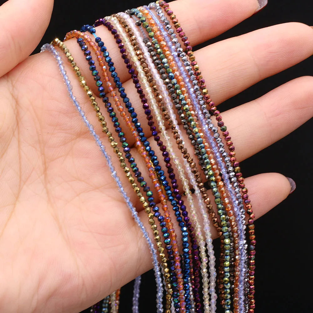 Natural Semi-Precious Stone Crystal Quartz Loose Beads Plating Color 2mm for Jewelry Making DIY Bracelet Necklace Lenght 38cm