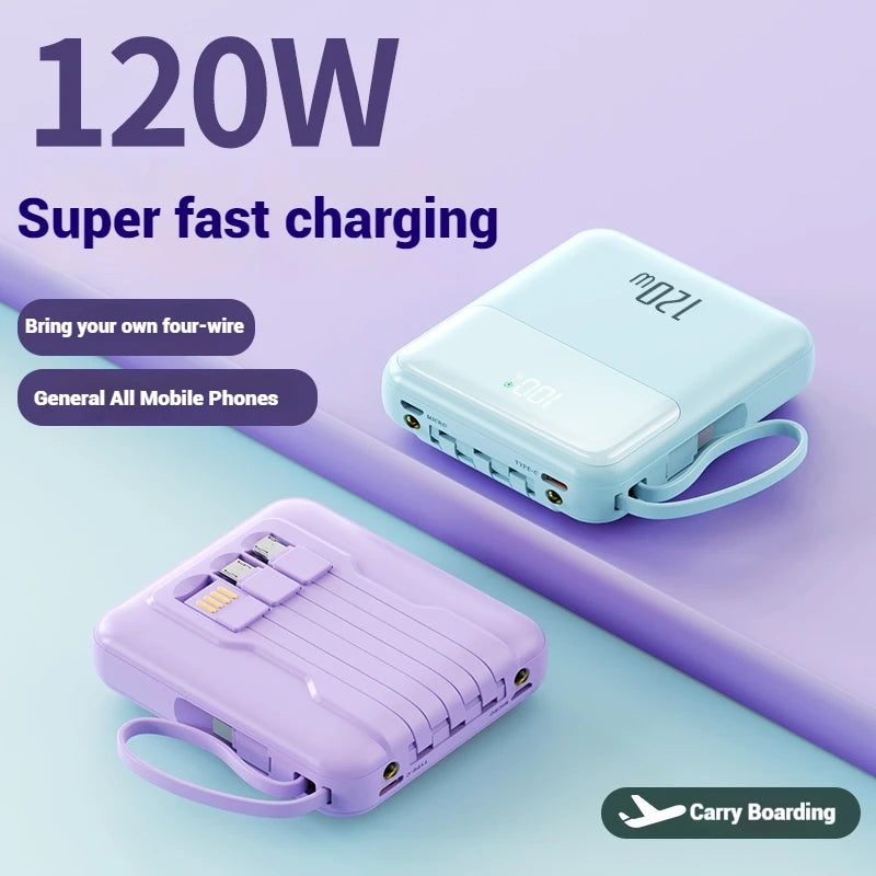 High Quality OEM Custom logo  Products 22.5W Fast Charging With Cable TYPE-C PD20W Mini Portable Powerbank 10000mAh Power Banks