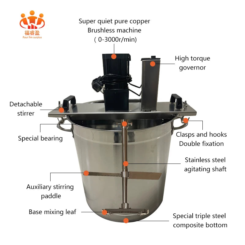 Cooking Mixer with Fully Automatic Brushless Motor, Small Commercial Mixing Pot, Sauce Seasoning and Jam Mixer