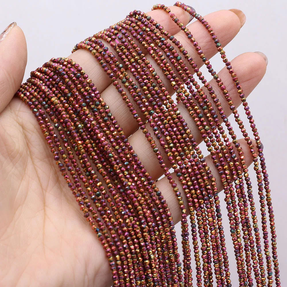 Natural Semi-Precious Stone Crystal Quartz Loose Beads Plating Color 2mm for Jewelry Making DIY Bracelet Necklace Lenght 38cm