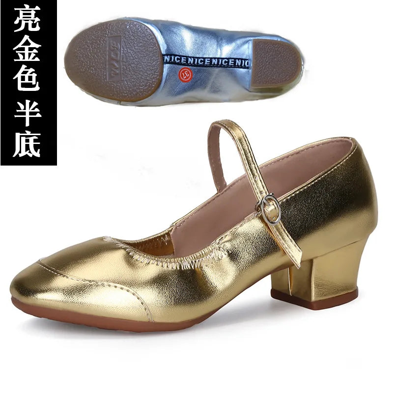 50%OFF Shoes Latin Dance-Shoes for Ladies Modern Tango Dancing  Square Heels Red Salsa Shoes Closed Toe Rubber Sole