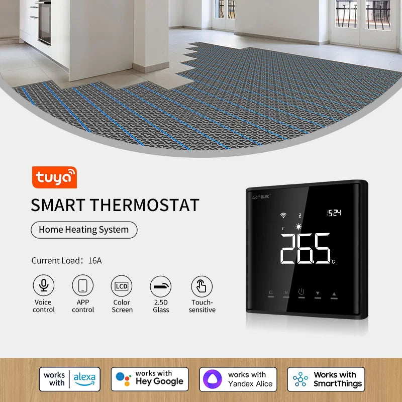 Wi-fi Water Floor Heating Thermostat for 16A Electric 3A Water Heating Gas Water Boiler Work with Alexa Yandex
