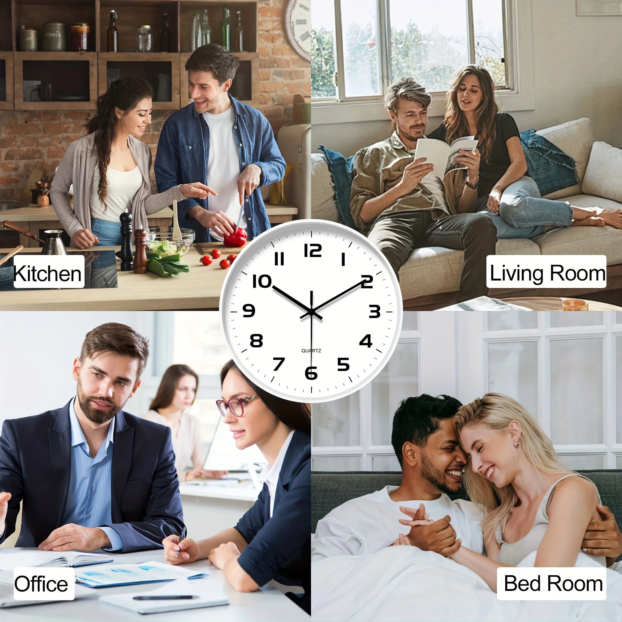 Modern Round Black Plastic Black Wall Clock  Manufacturer with Quartz Movement Custom Logo Simple Needle Display for Living Room