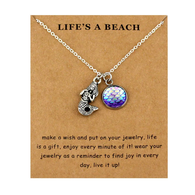 Summer Beach Ocean Jewelry Anchor Fish Shell Sand Dollar Shark Whale Starfish Seahorse Mermaid Wave Sea Turtle Collar Necklaces